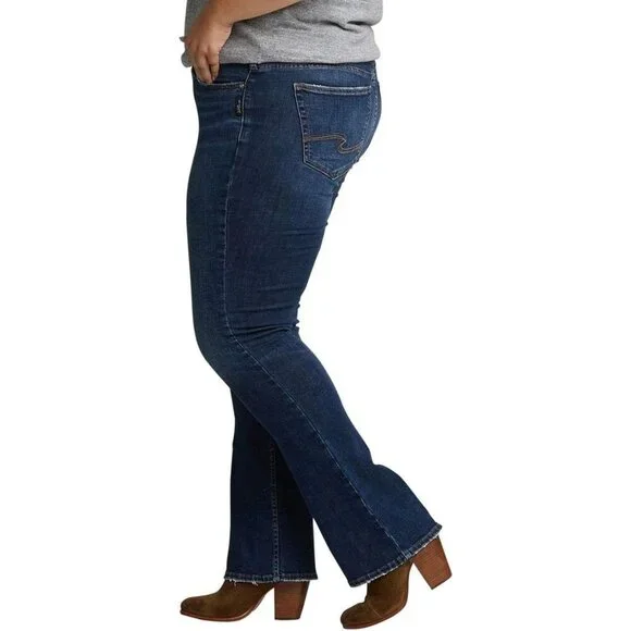 Plus Size Women's Suki Mid Rise Slim Bootcut Jeans Dark Wash Stretch - Picture 6 of 6